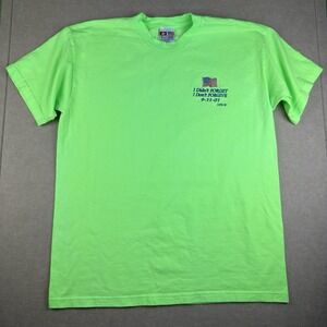 Y2K Bayside T-Shirt XL Green USA Flag 9/11 I Don't Forget Quote Tee‎ USA